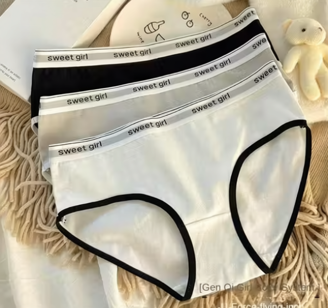 Women’s Soft Cotton Mid-Rise Panties | “Sweet Girl” Elastic Waistband | Breathable & Stretchable Daily Wear Underwear (Pack of 2)
