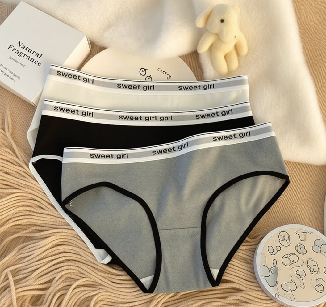 Women’s Soft Cotton Mid-Rise Panties | “Sweet Girl” Elastic Waistband | Breathable & Stretchable Daily Wear Underwear (Pack of 2)